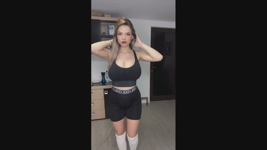 big tits boobs busty dancing tease teen tiktok gif