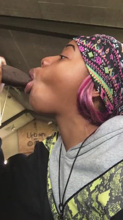 Disrespectful teen worshipping dick in urban community church for the cam