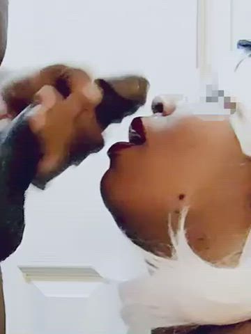 cock cum cum in mouth cum swallow cumshot ebony gif