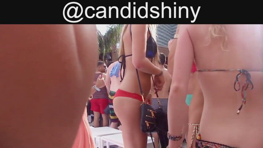 ass bikini booty candid group party swimsuit gif