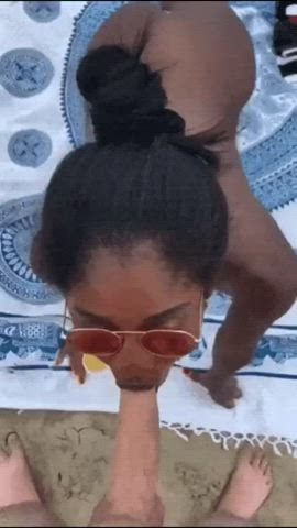 beach blowjob ebony public gif