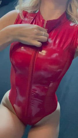 boobs cleavage clothed latex tits gif