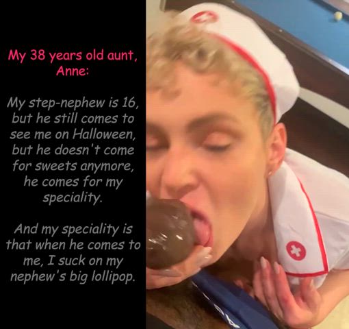 aunt aunty bbc blowjob caption costume family halloween milf nephew blowjobs fauxcest