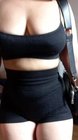ass boobs gym leggings shorts tits gif