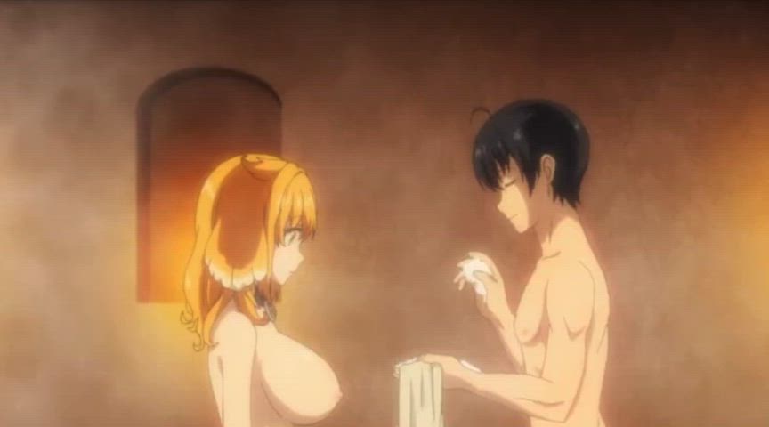 animation collar groping hentai master/slave monster girl nsfw rubbing soapy gif