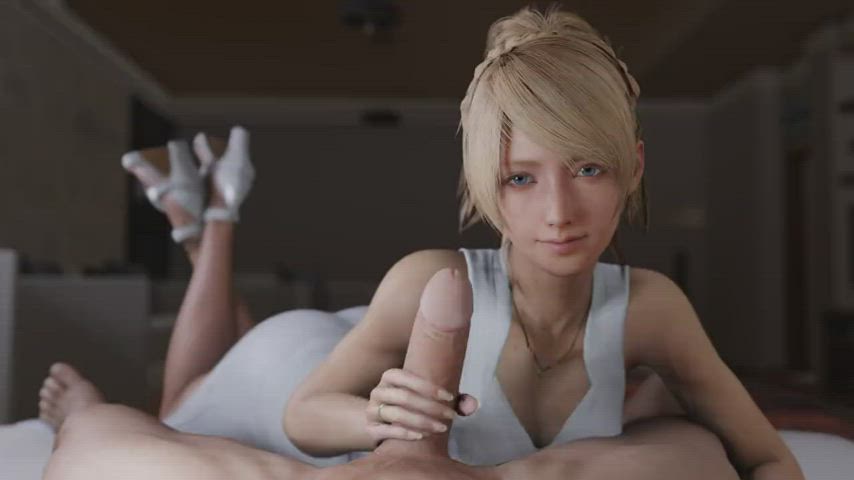 Lunafreya giving a handy (LazyProcrastinator, Evilaudio)