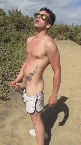 Jerking at the beach