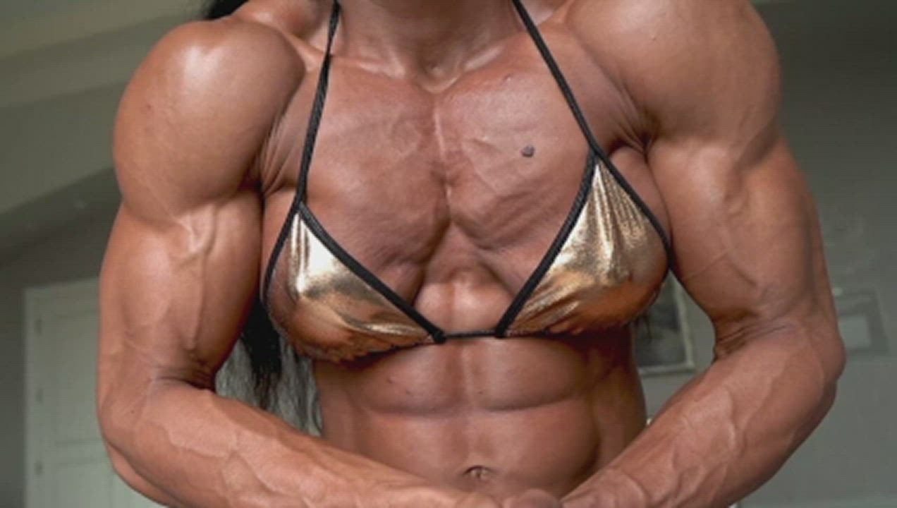 Bikini Bodybuilder Fake Tits Fitness Muscular Girl gif