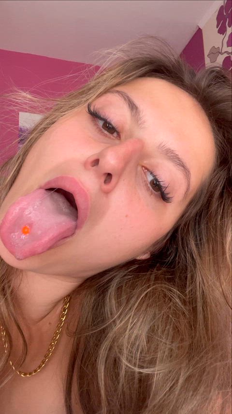 onlyfans saliva teen tongue tongue piercing gif