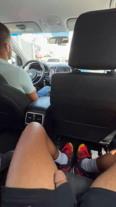 bwc big dick car cockflash fat cock flashing gay public shorts taxi gif