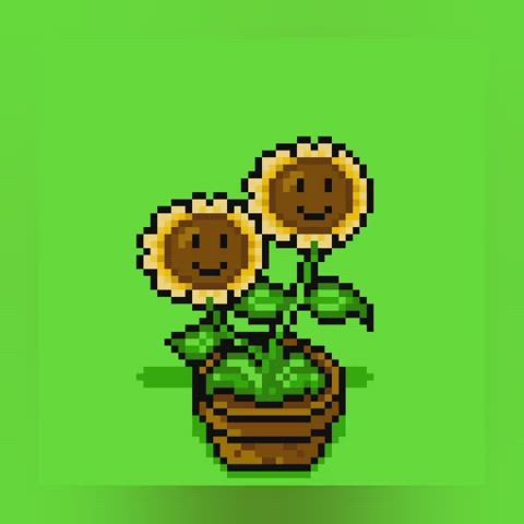 Pixelart gif of Twin Sunflower sucking the cock of a Bungee Zombie (老方是个大白痴)