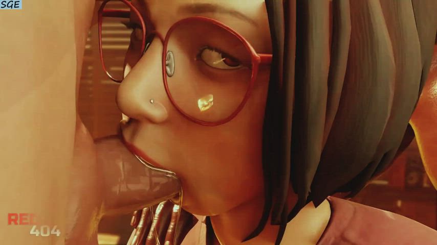 3D Animation Asian Blowbang Blowjob Deepthroat Glasses Interracial Rule34 gif