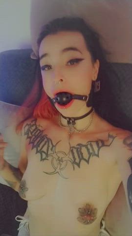 deepthroat messy saliva sub submission submissive submissive wife tattoo gif