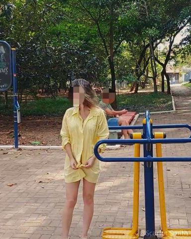 Stripping in the park for the lucky voyeurs (Scarlet_Smith)