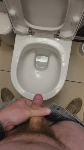 Bathroom Hairy Cock Messy Pee Peeing Piss Pissing Public Toilet gif