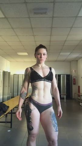 Fitness Gym Locker Room Muscular Milf Pale Redhead gif