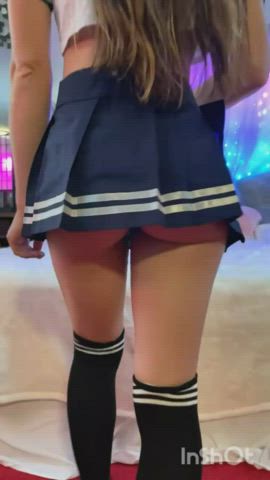 bending over skirt upskirt gif