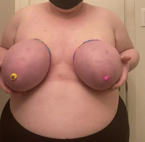 19 Years Old BDSM Big Tits Boobs Chubby Moaning Nipple Clamps Nipples gif