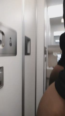 airplane ebony masturbating public gif