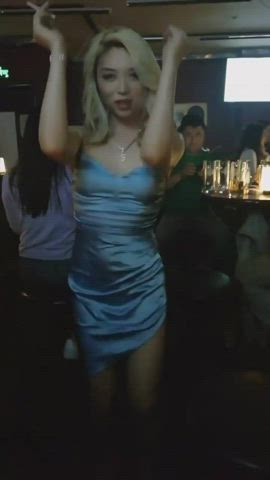 asian chinese club dancing dress nightclub small tits smoking trans gif