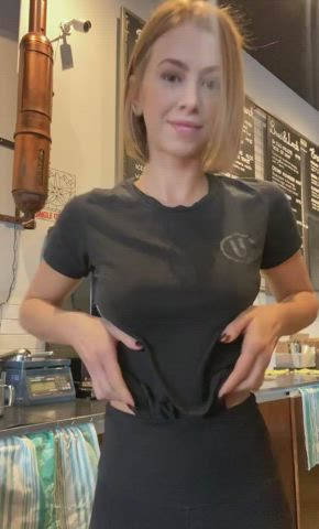 Cute Public Titty Drop gif