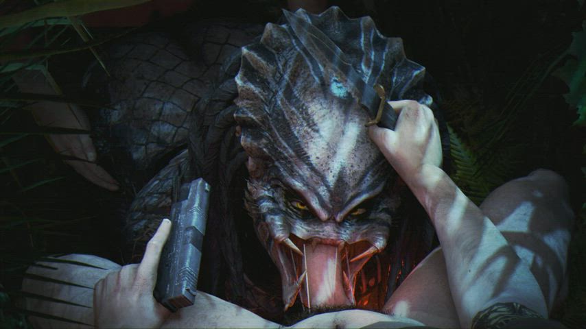 Female Yautja being spitroasted!