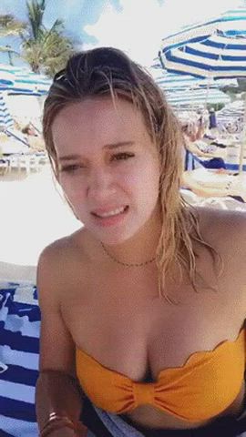 blonde cleavage hilary duff gif