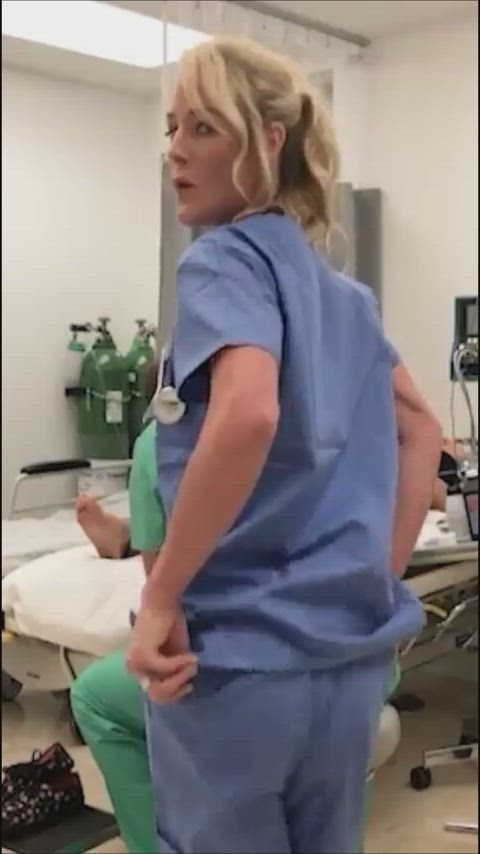 blonde nurse strip gif