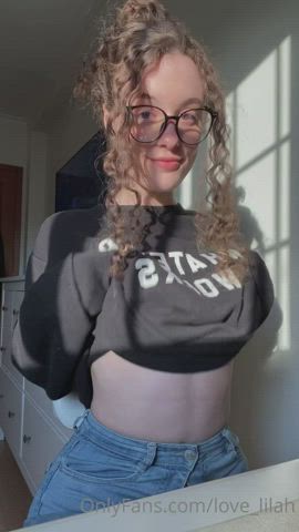 Babe Boobs Curly Hair Cute Glasses Tits Titty Drop gif