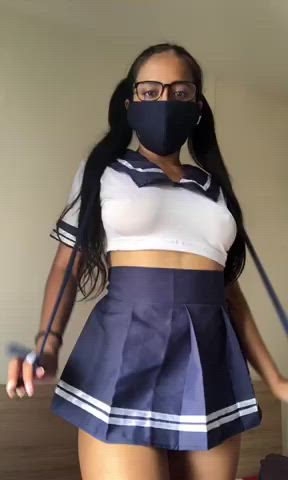 Asian Exhibitionist Schoolgirl gif