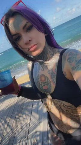 beach latina milf tattoo gif