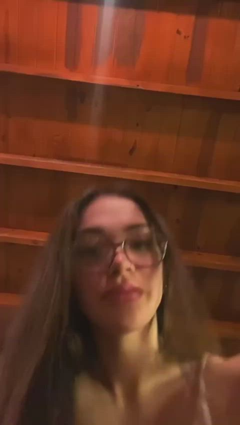 glasses hottie tits gif