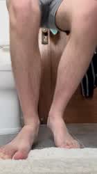 "Hey roomie! I just showered off after gym, but I saved my feet for ya!"
