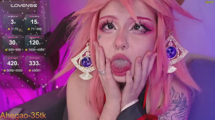 ahegao camgirl chaturbate cosplay egirl pierced piercing saliva ahegao-face ahegao-with-sound