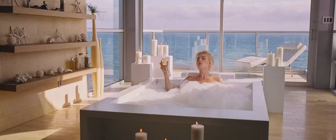 bathtub blonde margot robbie gif