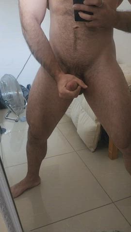 Alpha cumming on mirror