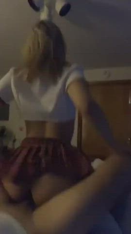 18 Years Old Reverse Cowgirl Riding Schoolgirl Teen gif