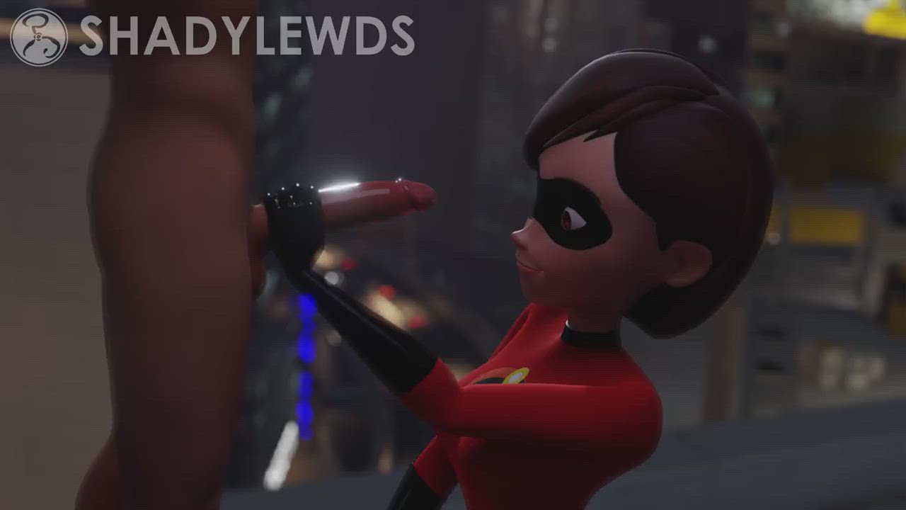 Elastigirl giving a handjob on rooftop (ShadyLewds) [The Incredibles]