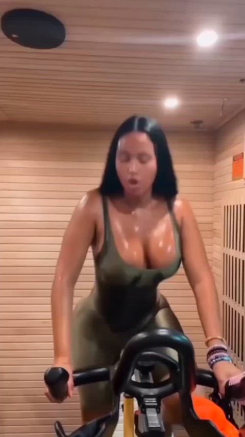 ebony solo sweaty sex workout gif