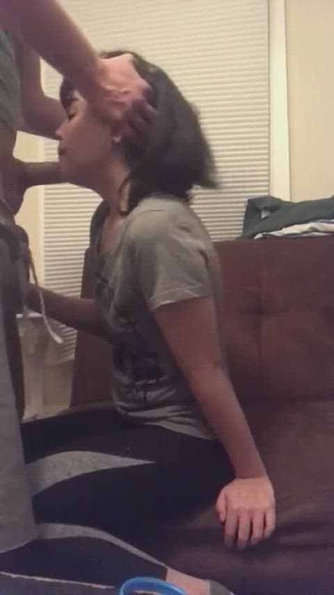 blowjob clothed face fuck homemade gif