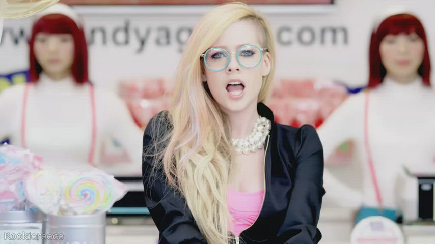 avril lavigne blonde celebrity cum glasses joi gif