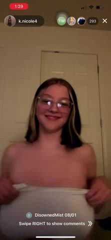 Big Tits Boobs Flashing Glasses Huge Tits Nipples White Girl gif