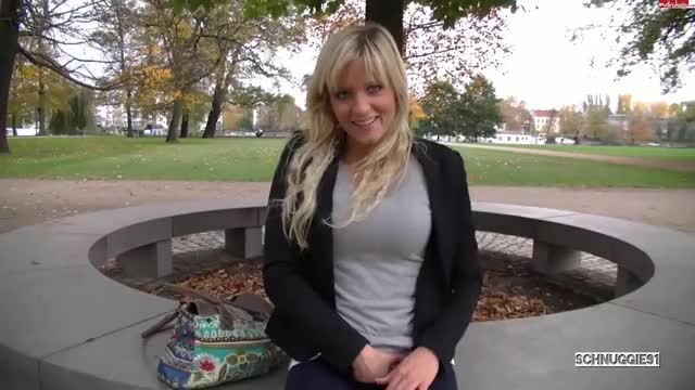 A Sexy Blonde Sucks And Fucks In The Middle Of A City Park.