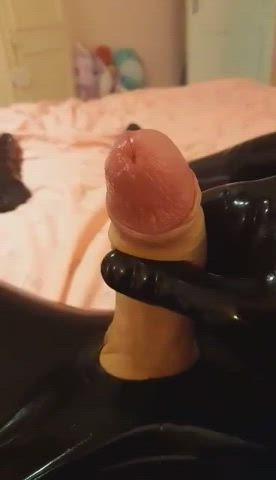 latex male masturbation precum gif