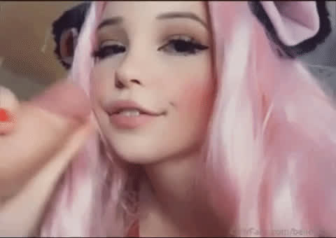 Belle Delphine Blowjob Cute Lick Licking Pink Tongue Fetish gif