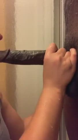 amateur bbc big dick blowjob deepthroat gagging interracial sucking gif