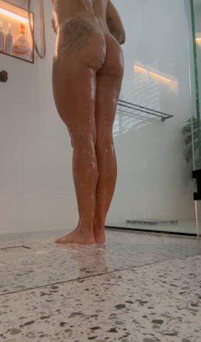 milf milfs muscular milf naked nude pilatesmilf shower soapy gif