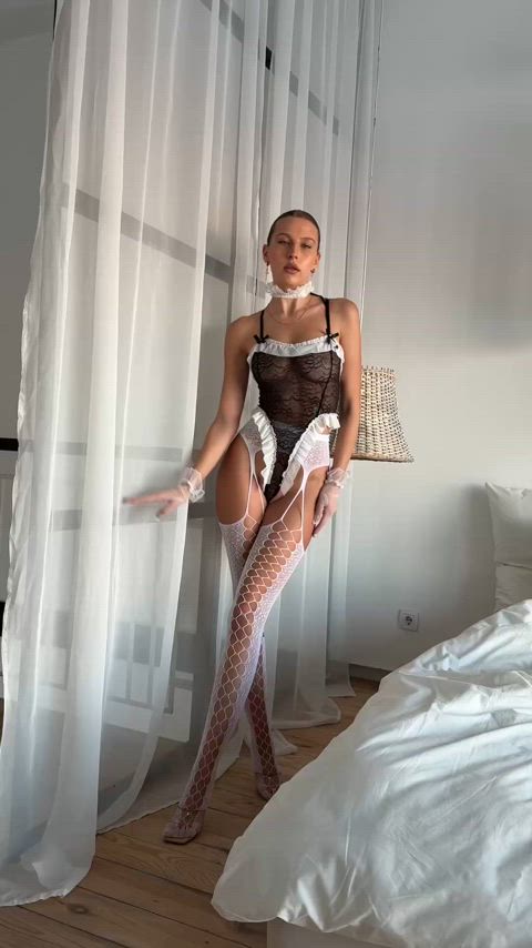 bodysuit choker fansly fishnet lingerie onlyfans stockings gif