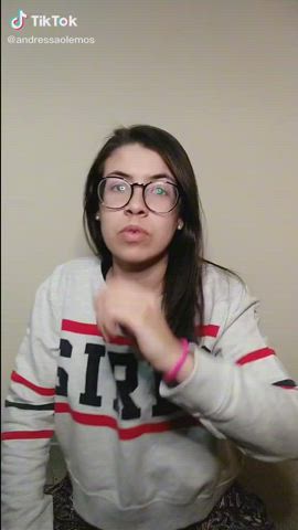 Braless Brazilian Glasses Lipstick TikTok gif