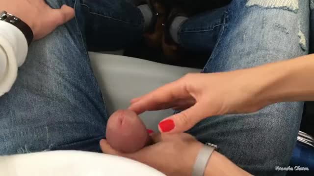 Risky Public Handjob On An Airplane, Naughty Girl Likes Big Cumshots :)